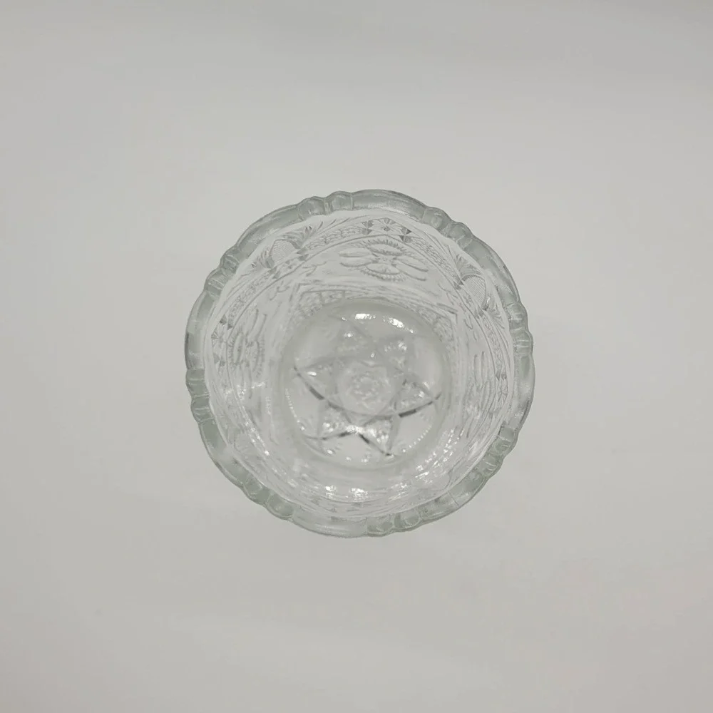 Indiana Glass Rayed Flower Open Spooner Clear EAPG Scalloped Rim Vintage Vase 4